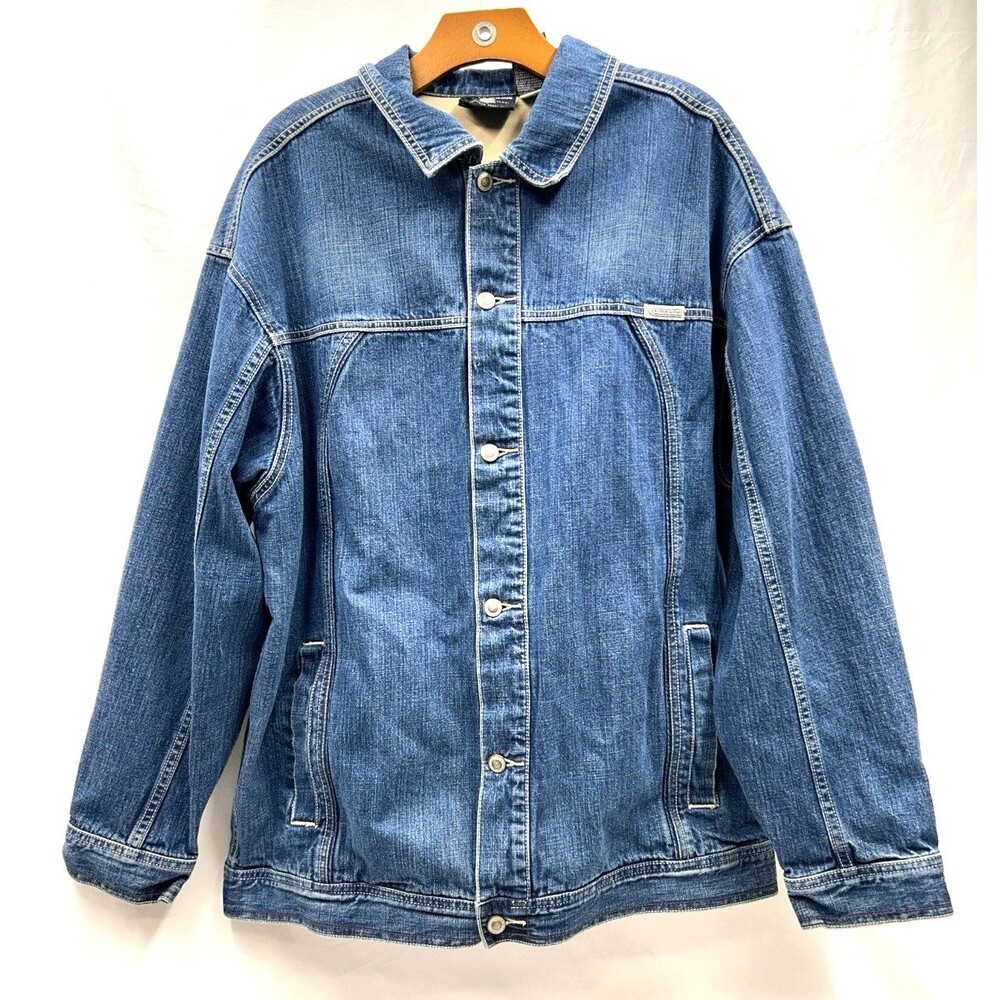 VTG 90s Y2K Rocawear Men's Size XL Button Denim Jacket Pockets 100% Cotton